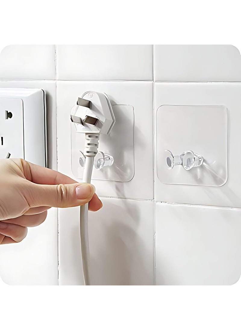 BRIGHTZONE BRIGHTZONE MultiPurpose Transparent Adhesive Hooks Drill Free Removable Waterproof and Oil Proof Wall Hook Power Storage Hook Socket Rack Free Punching Stickers Plug Hook Pack of 10  - Image 3