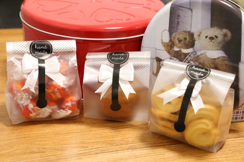 SRainbowPP SAILING-GO 100 pcs./Pack Translucent Plastic Bags for Cookie,Cake,Chocolate,Candy,Snack Wrapping Good for Bakery Party with Stickers - Image 5