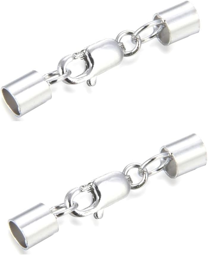 Adabele 2pcs Authentic 925 Sterling Silver Tube End Cap Clasp Glue in Cord End (Hole ID 3mm) for Leather Cord DIY Craft Jewelry Making SS178-3 - Image 1