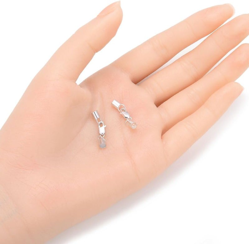 Adabele 2pcs Authentic 925 Sterling Silver Tube End Cap Clasp Glue in Cord End (Hole ID 3mm) for Leather Cord DIY Craft Jewelry Making SS178-3 - Image 2
