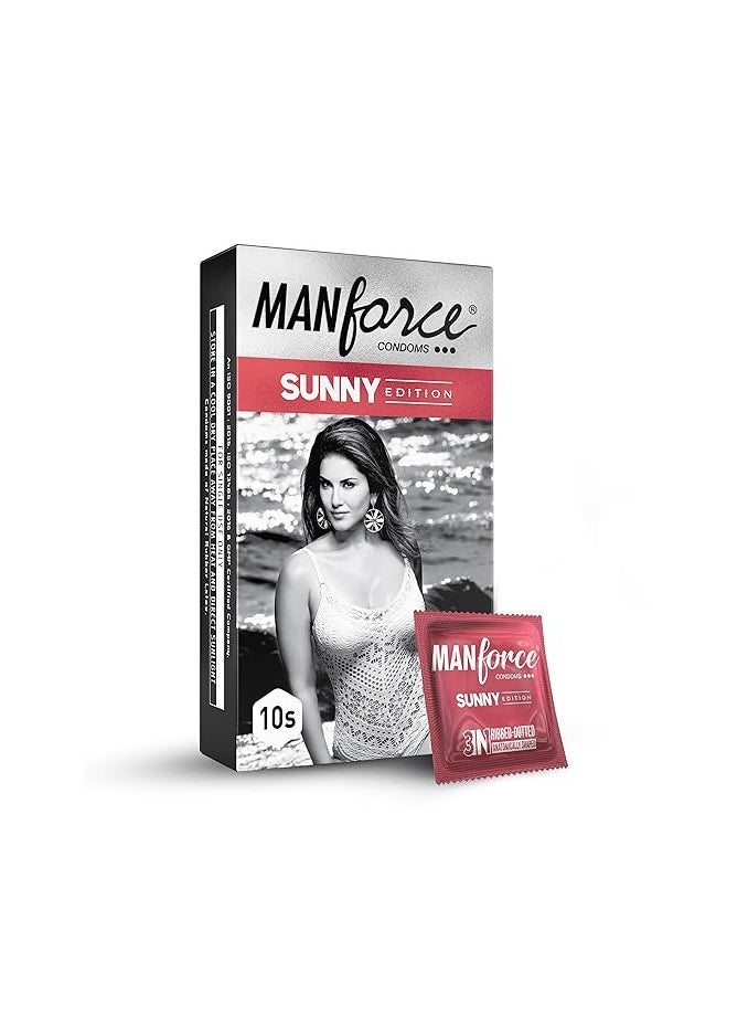 Manforce Manforce Sunny Edition Condoms | 10 pcs | Ribbed, Dotted & Anatomically Shaped Condoms | India’s No. 1 Condom Brand  - Image 1