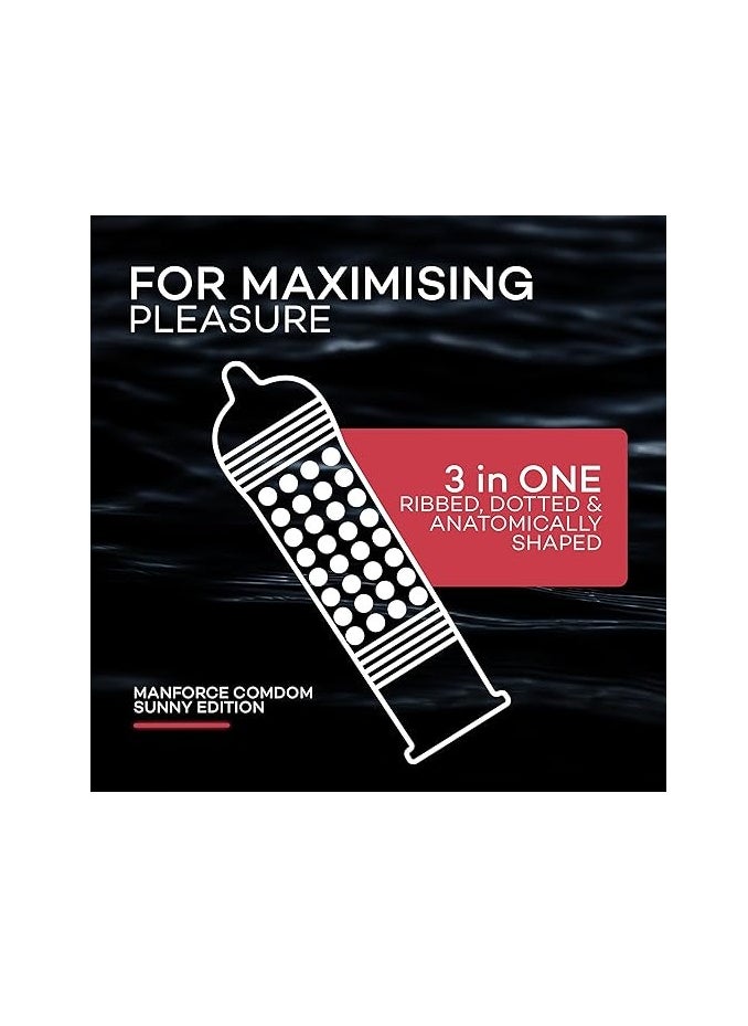 Manforce Manforce Sunny Edition Condoms | 10 pcs | Ribbed, Dotted & Anatomically Shaped Condoms | India’s No. 1 Condom Brand  - Image 3