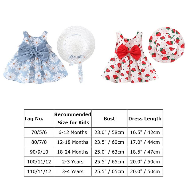 IDOPIP Baby Girls Strawberry Tutu Dress Summer Sleeveless Backless Princess Birthday Party Dresses Toddler Little Girl First Communion Pageant Flower Ruffle Bow Sundress with Sun Hat Outfit Set Red 6-12M - Image 3