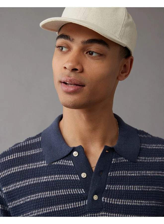 American Eagle Stripe Detail Collar Polo Shirt