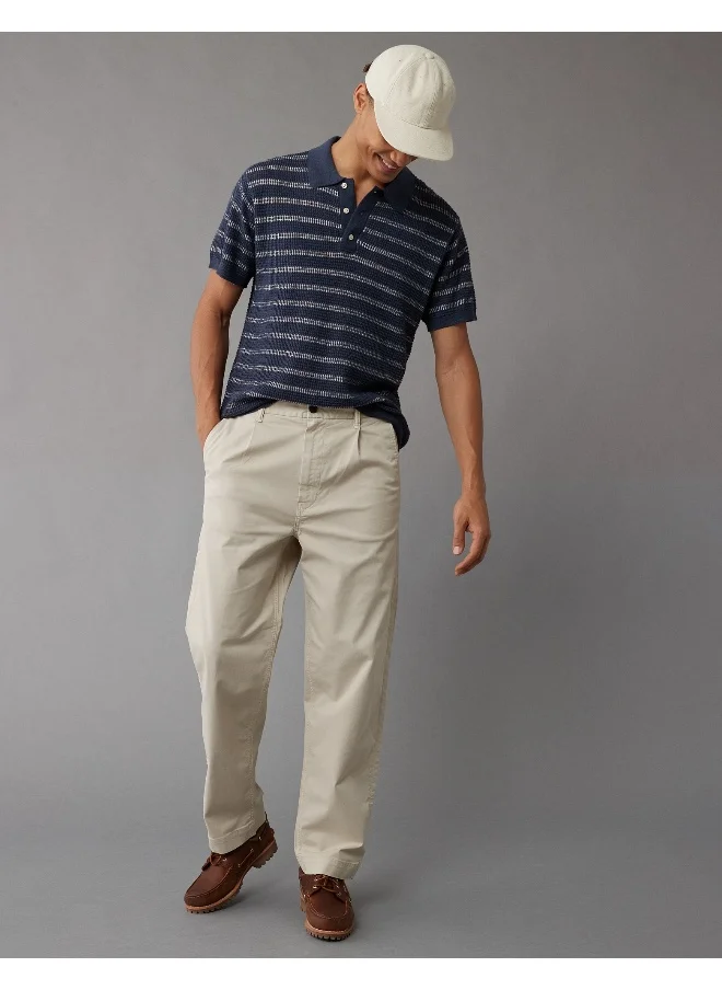 American Eagle Stripe Detail Collar Polo Shirt