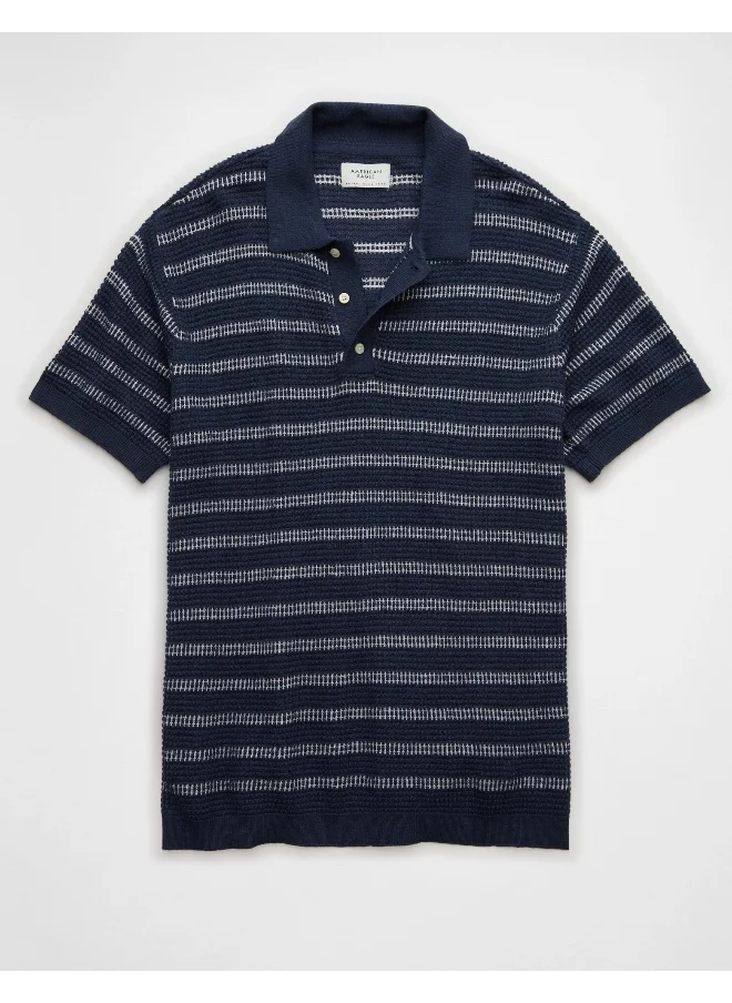 American Eagle Stripe Detail Collar Polo Shirt