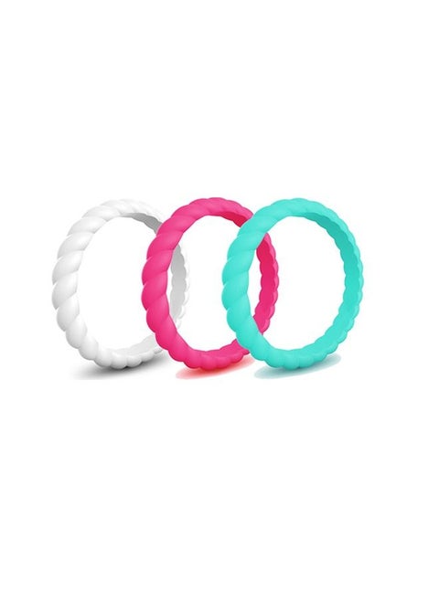 3 Pieces Silicone Ring Set Multicolor