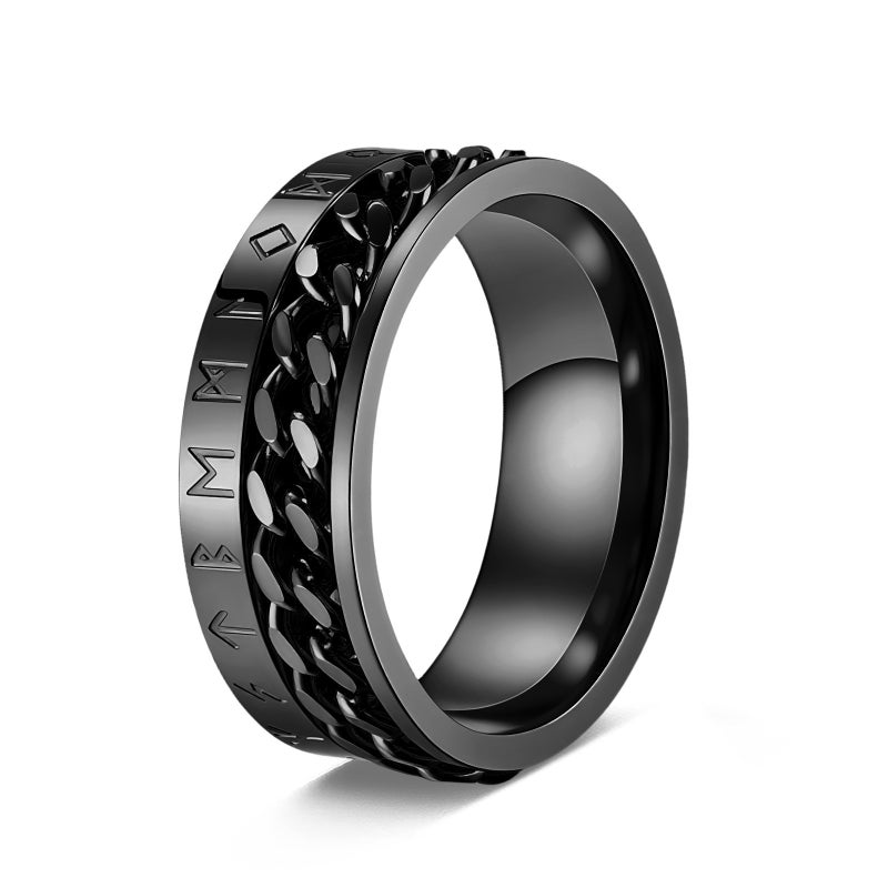 Men'S Rotating Chain Ring In Titanium Steel With Geometric Design, A Stylish Ring Suitable For Both Men And Women. - Image 1