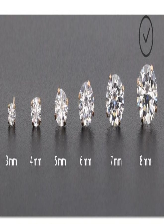 أقراط 8 مم رباعية الشوكات AAA واضحة من الزركون الأبيض - Image 1