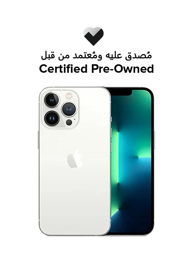 ابل  معتمد مسبقًا - آيفون 13 برو 128 جيجابايت فضي 5G مع فيس تايم - النسخة الدولية - Image 1