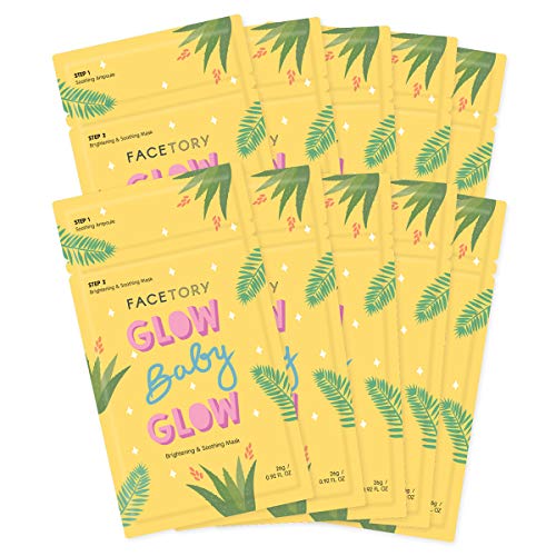 FACETORY FACETORY K Beauty Face Mask Skin Care  Glow Baby Glow 2Step Sheet Mask with Niacinamide  Aloe  Calming Ampoule  Brightens Hydrates Glowing Skin 10 Pack 