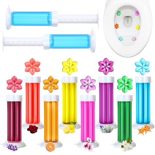 Heigble 8 Pcs Toilet Gels 112 Count 8 Kinds Flower Stamp Bowl Gel Scent Toilet Stain Removal Cleaner Air Freshener Flower Stamps Pack for Bathtubs Bathroom - Image 1