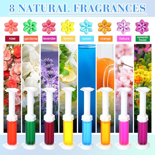 Heigble 8 Pcs Toilet Gels 112 Count 8 Kinds Flower Stamp Bowl Gel Scent Toilet Stain Removal Cleaner Air Freshener Flower Stamps Pack for Bathtubs Bathroom - Image 3