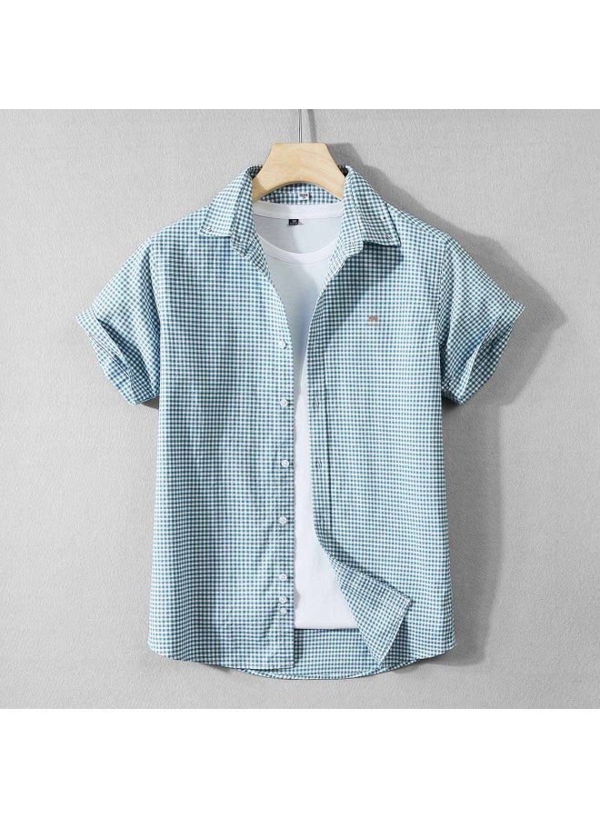 Fomoce men's Fashion Casual Solid Color Short Sleeve Shirt - Versatile Spring/summer Essential - Image 3