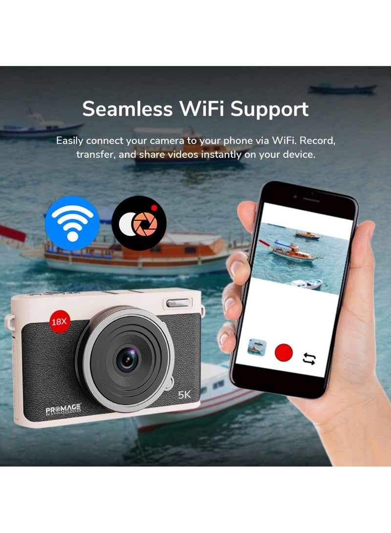 PROMAGE Promage 5K Dual Screen Digital Camera PC160 (Green) – 72MP Interpolated, 5K/4K Video Recording, 8MP+5MP Dual Lens, 4" Display, WiFi, 18X Zoom, Autofocus, Vlogging & Travel Camera with 32GB Card - Image 4