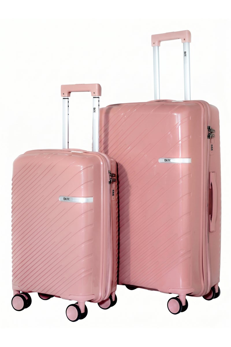 KTMC Polypropylene Luggage 20" Carry-On & 28" Check-in Suitcases, H-8882 Rose Gold - Image 1