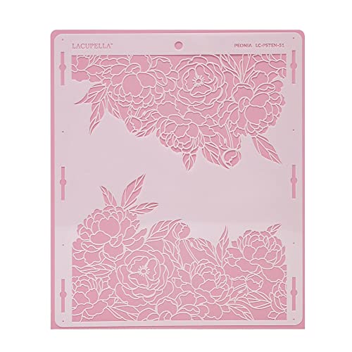 Lacupella Large Cake Decorating Stencil (PEONIA) Peony Flower Pattern - Image 1