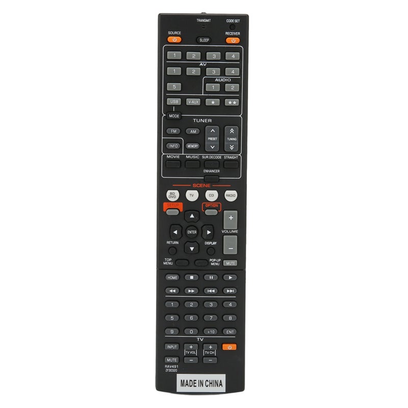 AV Receiver Remote Control for YHT-399U HTR-5063 RX-V467 RX-V367 RX-V371 - Wear-Resistant ABS Material - Easy Access to All Buttons for Home Theater Systems - Image 1