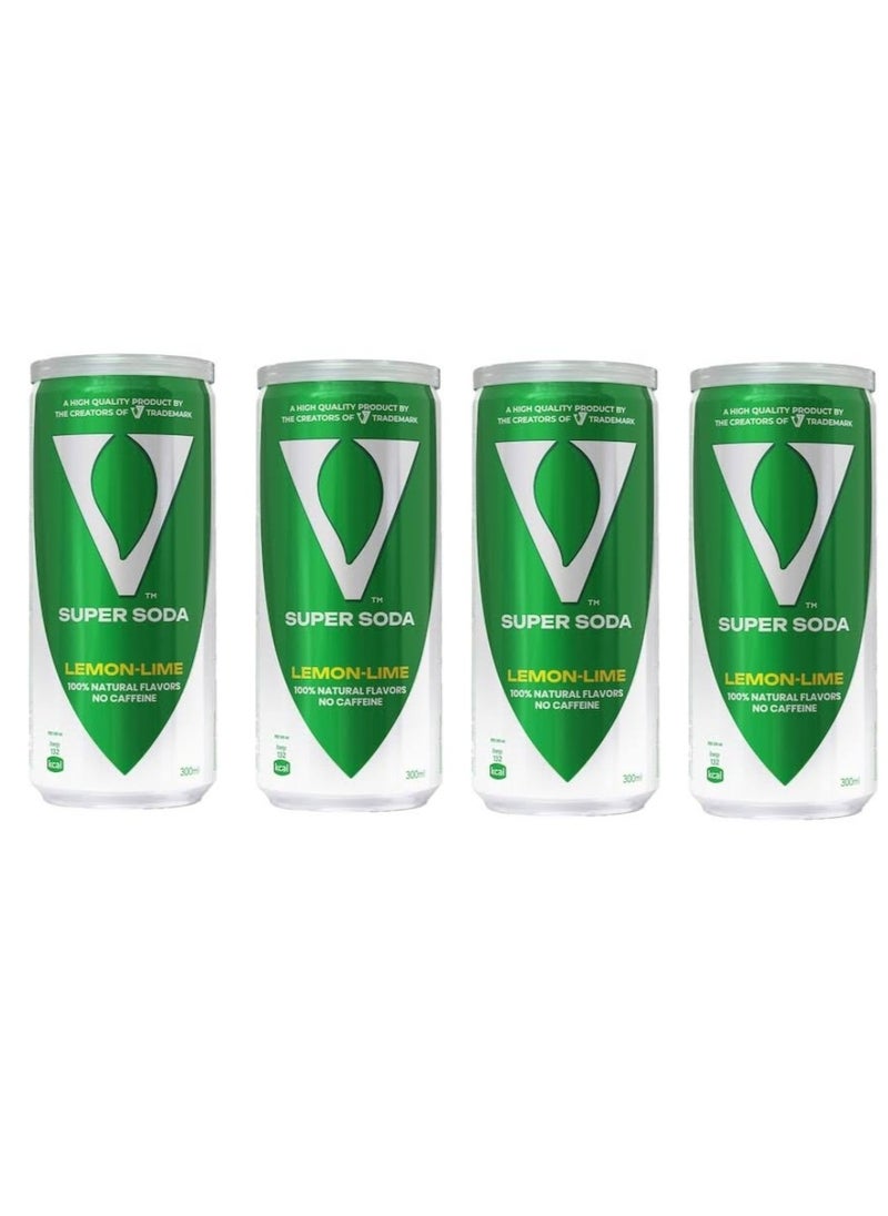 V7 V super Soda Lemon-Lime 300ml X4Cans 