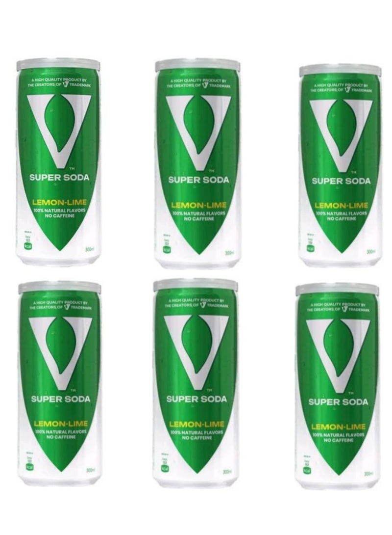 V7 V super Soda Lemon-Lime 300ml X6Cans