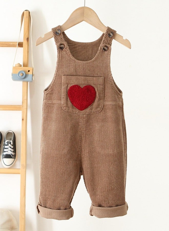 Happy Cherry Toddler Kids Baby Boy Girl Bib Overalls Suspender Pants Solid Straps Trousers One Piece Cute Corduroy Overalls Halter Romper Jumpsuit Bottom Brown 12-18 Months - Image 2