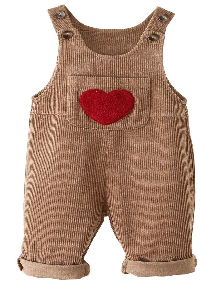 Happy Cherry Toddler Kids Baby Boy Girl Bib Overalls Suspender Pants Solid Straps Trousers One Piece Cute Corduroy Overalls Halter Romper Jumpsuit Bottom Brown 12-18 Months - Image 1