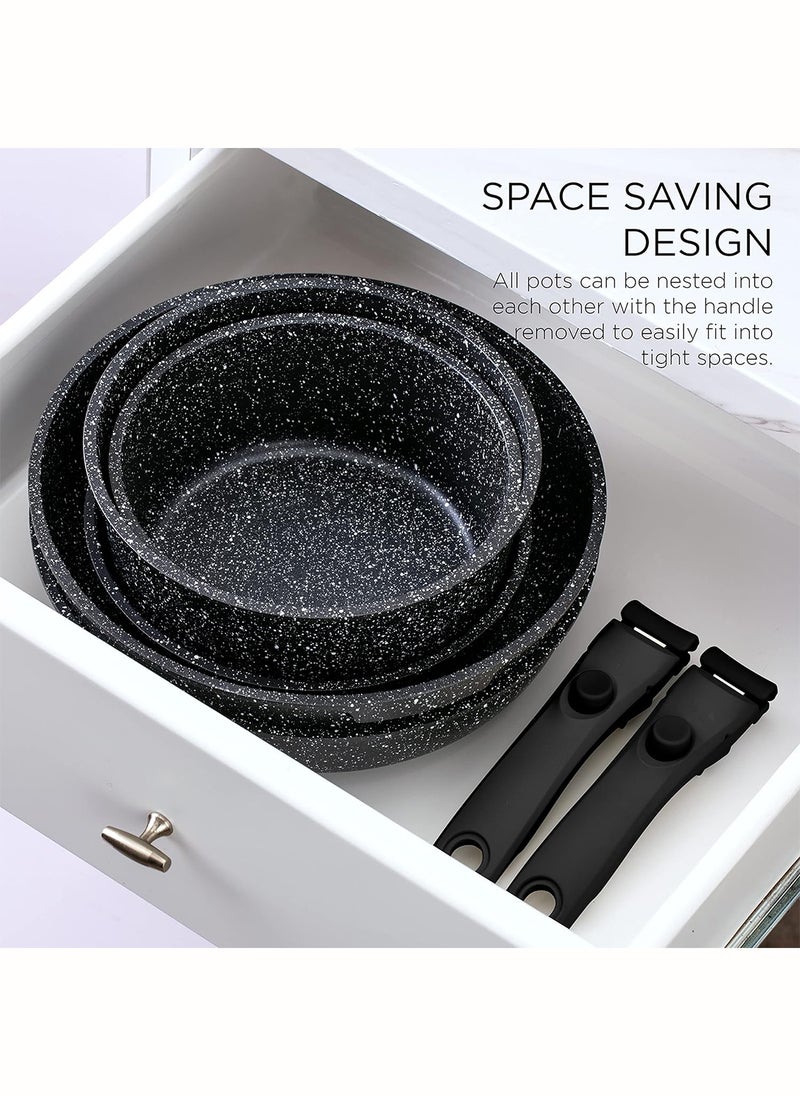 شاربدو طقم أوعية ومقلاة من الحجر الطبي غير القابل للالتصاق مكون من 15 قطعة - Image 5