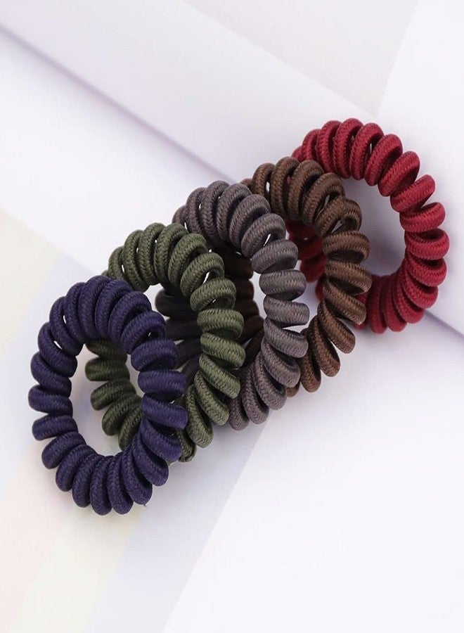 EPARTY-Spiral Hair Ties (Cloth MULTI,10Pcs), Coil Hair Ties for Thick Hair, Ponytail Holder Hair Ties for Women, No Crease Hair Ties, Phone Cord Hair Ties for all Hair Types with Plastic Spiral - Image 2