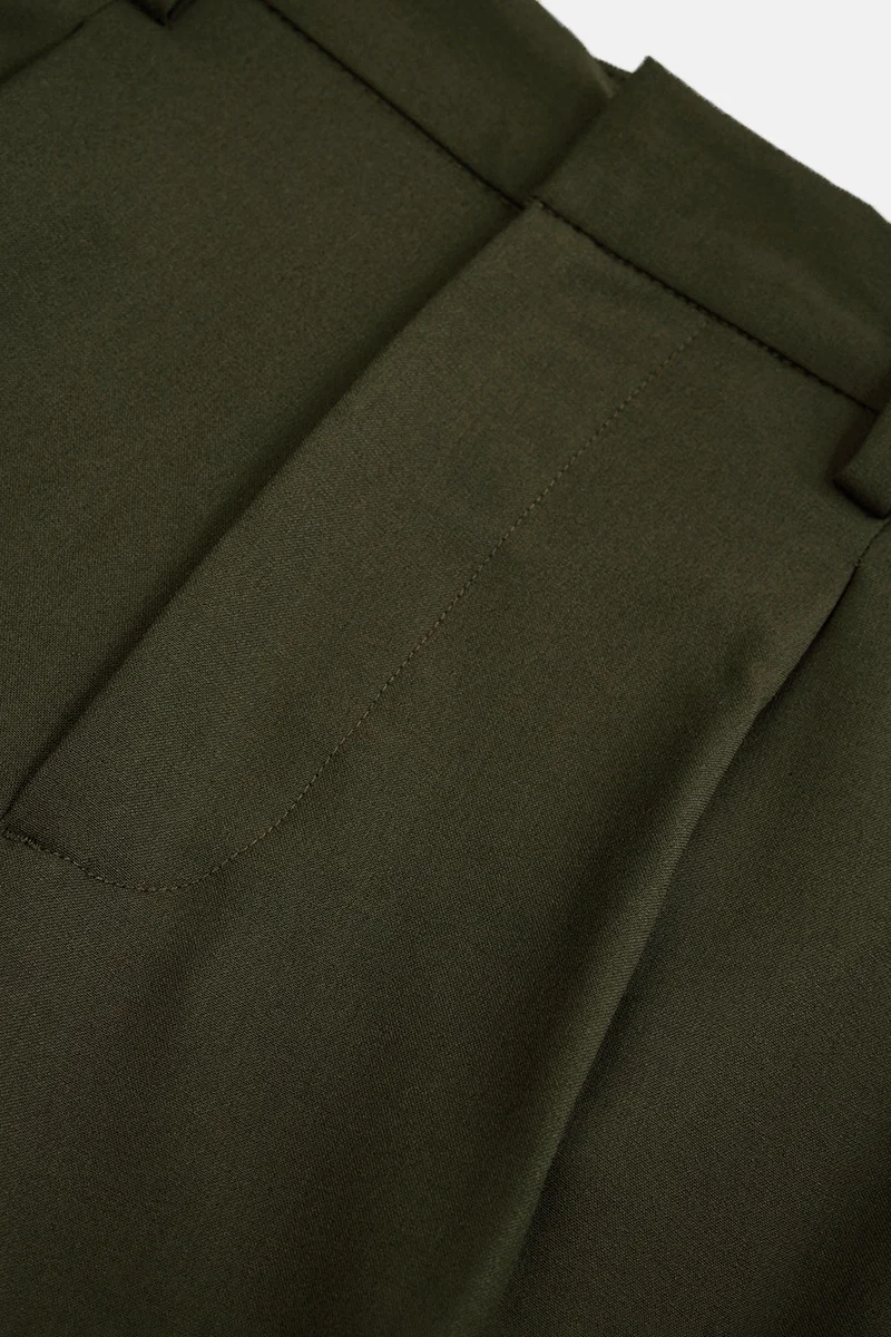 SNITCH Olive Olive Textured Regular Fit Formal Trousers for Men | Best Price UAE