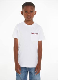 TOMMY HILFIGER Boys' Patch Pocket Signature Detail T-Shirt -  Pure cotton, White  - Image 3