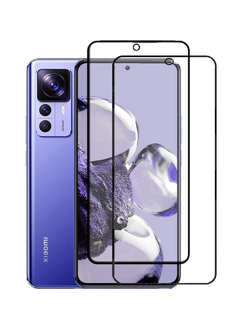 2 Pieces Tempered Glass Screen Protector 5D Designed For Xiaomi 12T Full Glue Edge to Edge Full Screen Coverage And Bubble Free