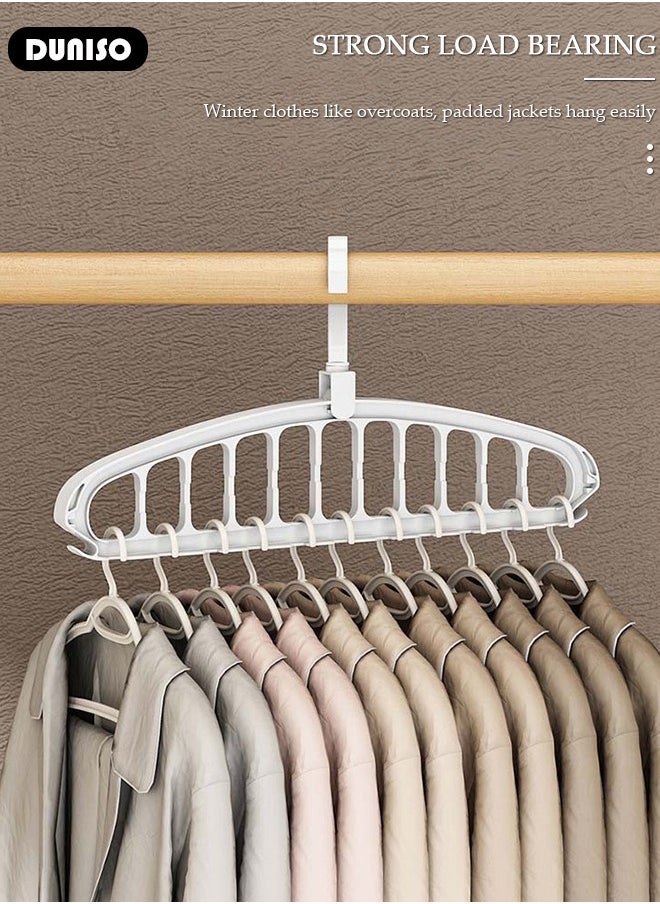 DUNISO 5PCS Space Saving Clothes Hangers,Multifunctional Smart Closet Organizer Premium Wardrobe Clothing Cascading Hanger 11 Slots,Multifuction Rotating Ties Scarf Hanger for Heavy Clothes, Shirts Pants Dresses Coats  - Image 3