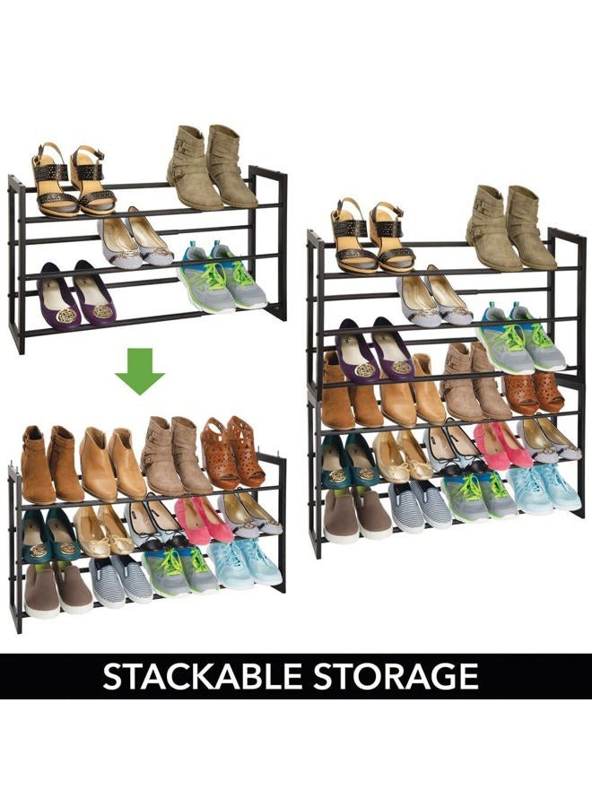 mDesign 3 Tier Adjustable Expandable Shoe And Boot Storage Organizer Rack Space Saving Angled Vertical Storage Closets Entryways Mudrooms Bedrooms Garages Solid Steel One Size Black - Image 4