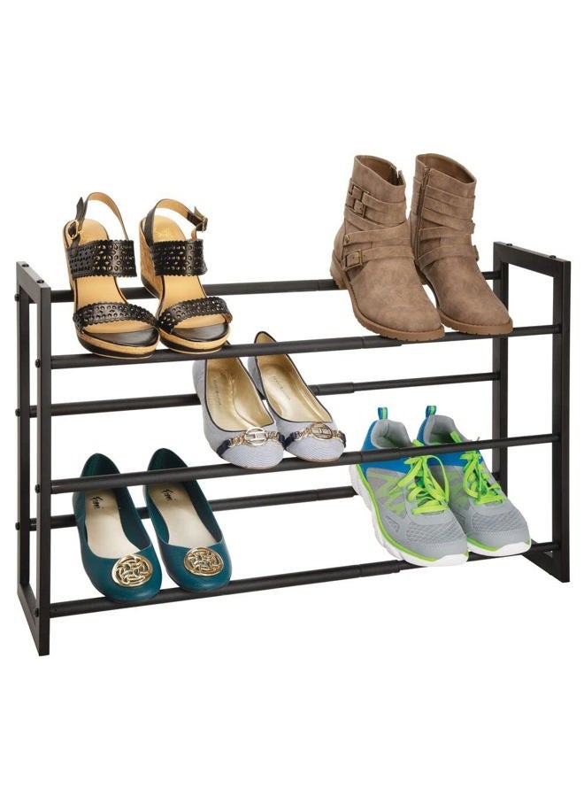 mDesign 3 Tier Adjustable Expandable Shoe And Boot Storage Organizer Rack Space Saving Angled Vertical Storage Closets Entryways Mudrooms Bedrooms Garages Solid Steel One Size Black - Image 1