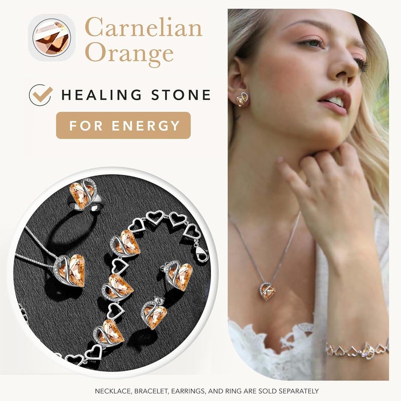 Leafael Valentine's Day Gift Necklaces for Women, Infinity Love Birthstone Heart Crystal Pendant, Birthday Anniversary Jewelry for Wife, Mom, and Her, Silver Plated, 18" + 2" Adjustable Chain - Image 4