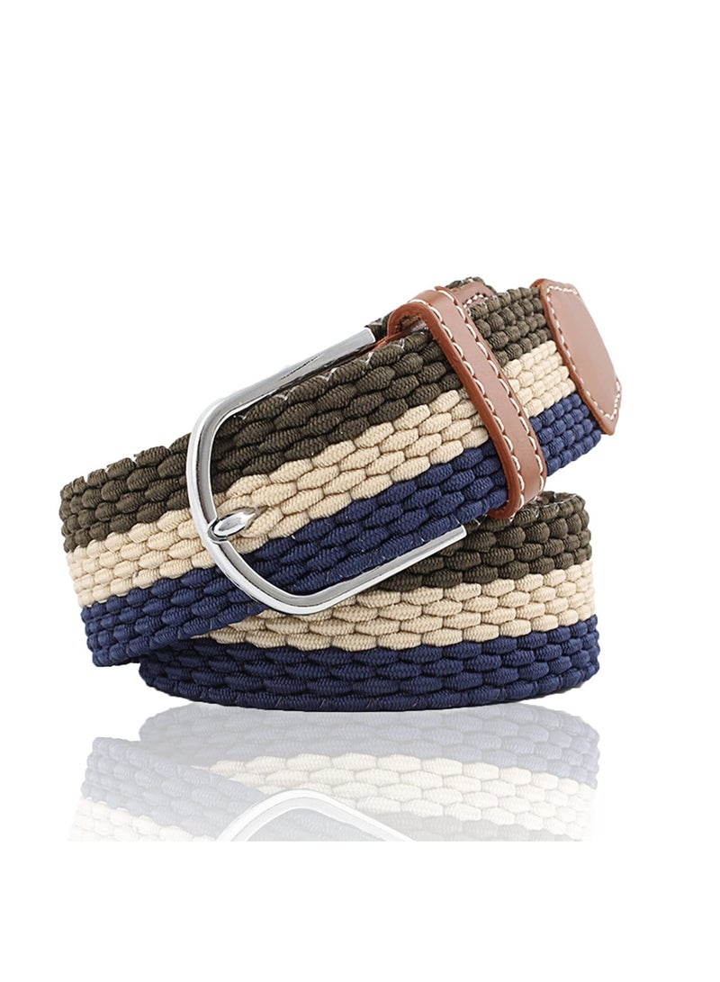 Barakah Versatile Braided Stretch Belt for Men and Women, Vintage Woven Fabric Casual Belt for Jeans and Dresses, No Hole Design, Durable Nylon Cord - Image 1