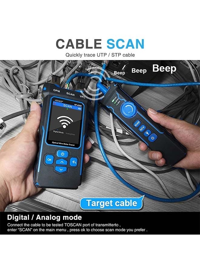 NOYAFA - NOYAFA Network Cable Tester with Optical Power Meter VFL, CAT5 CAT6 Cable Toner Ethernet Cable Tester, RJ11 RJ45 Network Tester for Telephone, Ethernet, Video, PoE Tester Wire Tracer Fiber Tester - Image 1