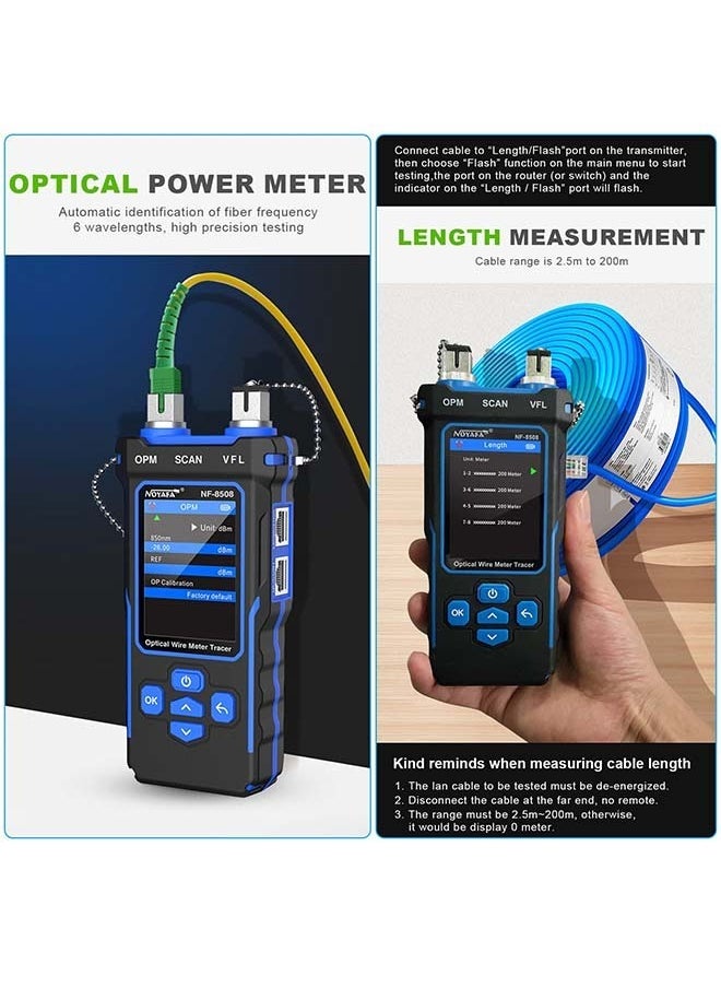 NOYAFA - NOYAFA Network Cable Tester with Optical Power Meter VFL, CAT5 CAT6 Cable Toner Ethernet Cable Tester, RJ11 RJ45 Network Tester for Telephone, Ethernet, Video, PoE Tester Wire Tracer Fiber Tester - Image 1