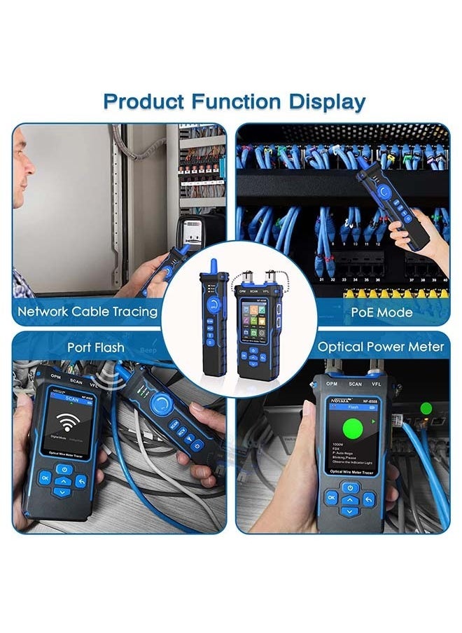 NOYAFA - NOYAFA Network Cable Tester with Optical Power Meter VFL, CAT5 CAT6 Cable Toner Ethernet Cable Tester, RJ11 RJ45 Network Tester for Telephone, Ethernet, Video, PoE Tester Wire Tracer Fiber Tester - Image 1