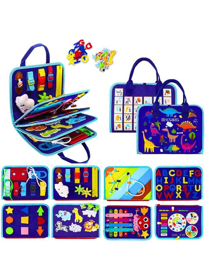 Chase Up Busy Board Montessori Toys for 1 2 3 Year Old Boy & Girl Birthday Gifts, Busy Book for Toddlers 1-3, Sensory Educational Travel Toys, Toddler Activities (Blue P8) - Image 2