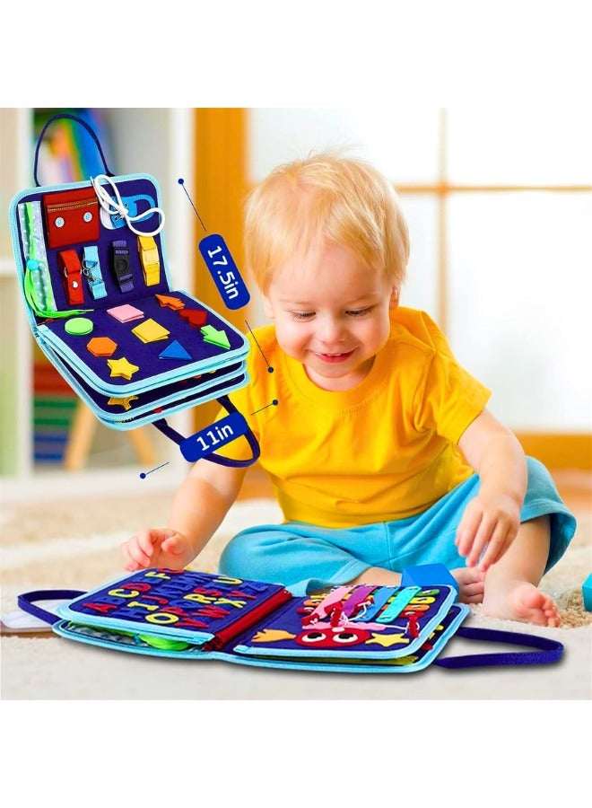 Chase Up Busy Board Montessori Toys for 1 2 3 Year Old Boy & Girl Birthday Gifts, Busy Book for Toddlers 1-3, Sensory Educational Travel Toys, Toddler Activities (Blue P8) - Image 3