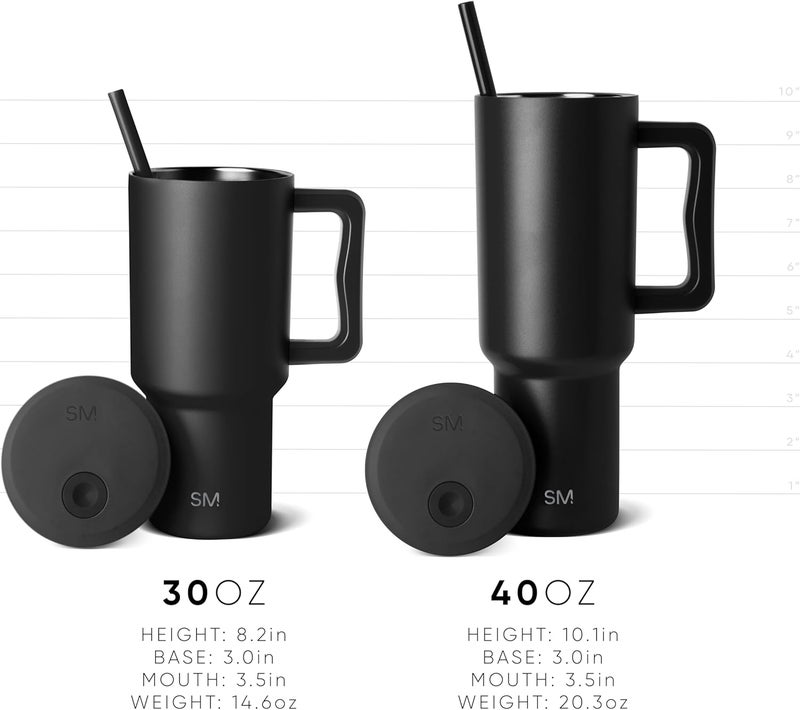 Simple Modern 40 oz Tumbler with Handle and Straw Lid | Insulated Reusable Stainless Steel Water Bottle Travel Mug Cupholder Use | Gifts for Women Men Him Her | Trek Collection | 40oz | Slumberland - Image 4