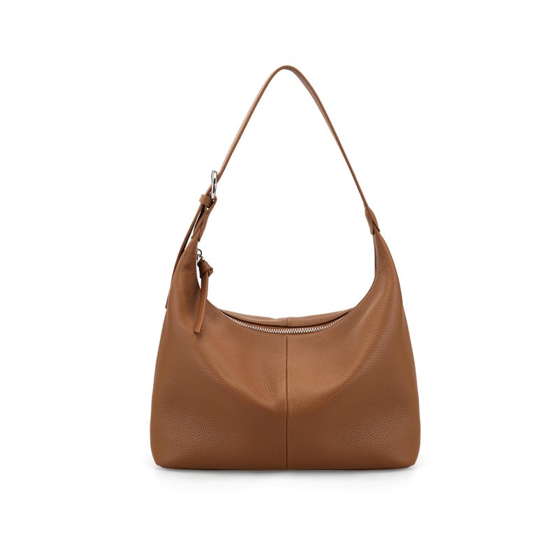 befen Genuine Leathe Slouchy Hobo Purses for Women, Ultra Lightweight Shoulder Purse, Real Top Grain Leather Handbags Women's Brown Shoulder Bag Satchel for Shopping, Travel Casual - Image 1