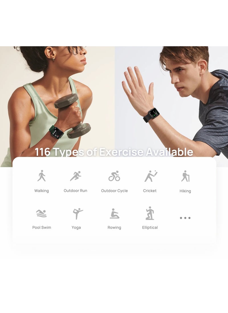 Maimo Watch Flow Smartwatch with 1.6-inch AMOLED display, Heart rate&Blood Oxygen monitor,Built-in Gps,5ATM Waterproof, Bluetooth calling with AI noise reduction and up to 10+ days of usage (WHITE)