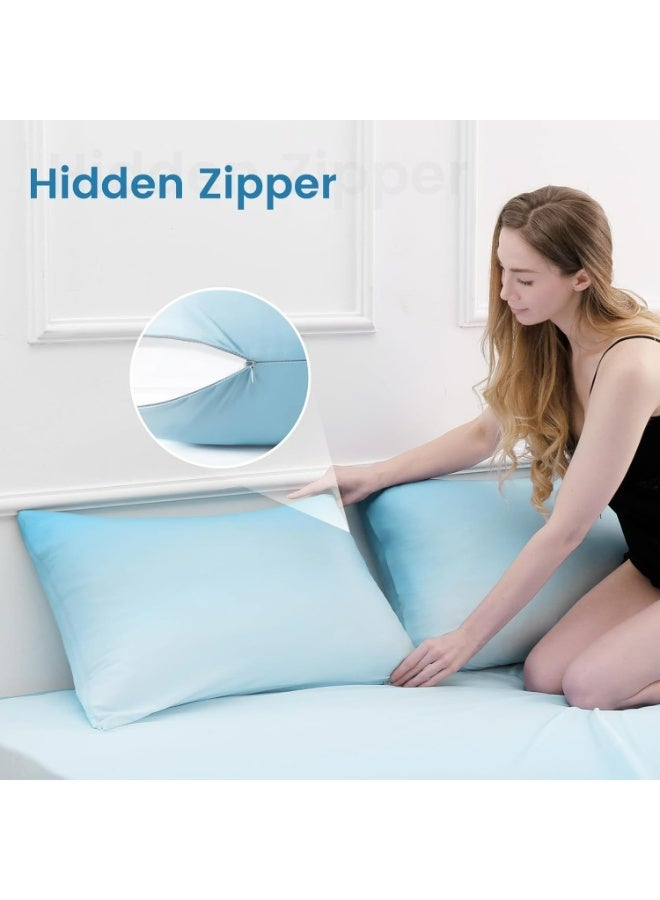 2pcs Cooling Pillow Covers for Summer - Phase Change Material (PCM) Technology with Q-Max >0.5, Ice-Like Feel, Soft Envelope Closure, Premium Colors - Machine Washable Bedding Accessories, Hot Sleep Aid, Cool Tone Design, Durable Fabric  - Image 5