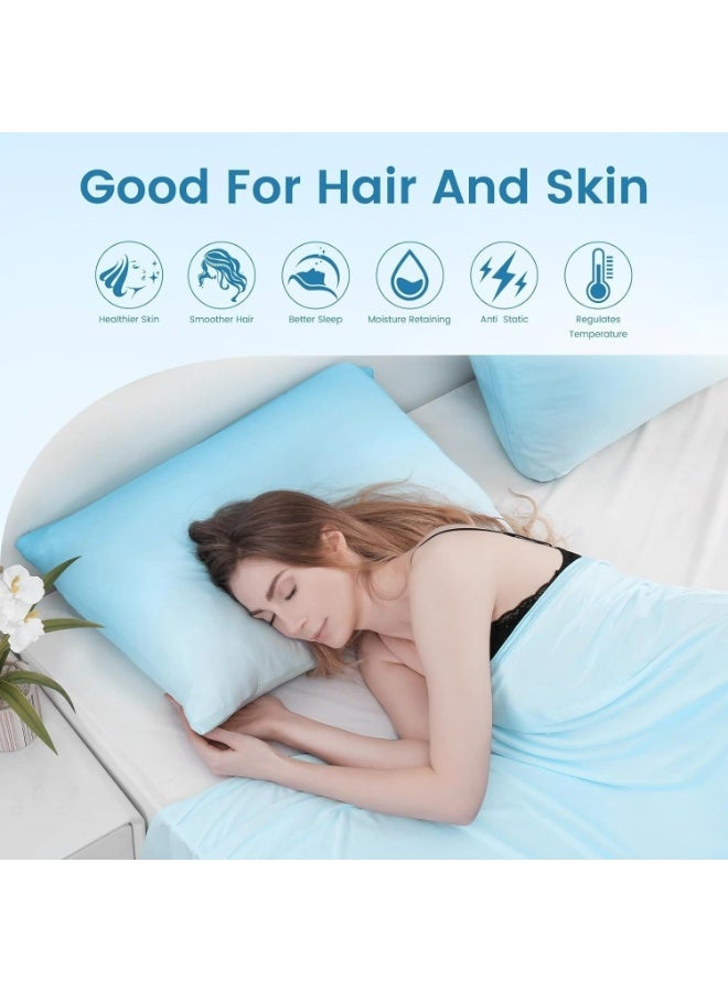 2pcs Cooling Pillow Covers for Summer - Phase Change Material (PCM) Technology with Q-Max >0.5, Ice-Like Feel, Soft Envelope Closure, Premium Colors - Machine Washable Bedding Accessories, Hot Sleep Aid, Cool Tone Design, Durable Fabric  - Image 3