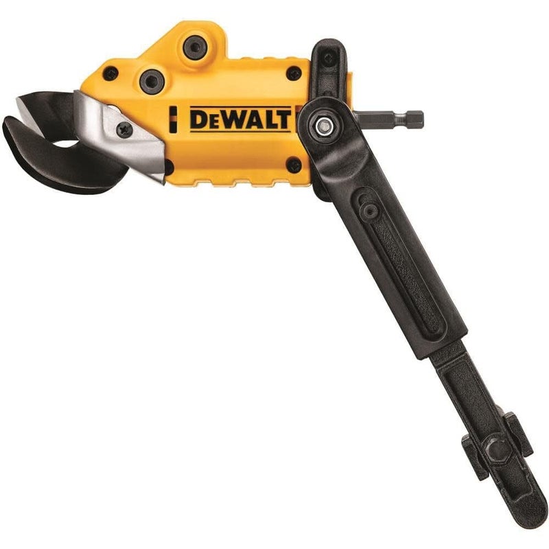 DEWALT Metal Shear/Cutter Drill Attachment, Impact Ready, 360 Degree Pivoting Head, Cuts 18GA Material (DWASHRIR)(Yellow, Black) - Image 1