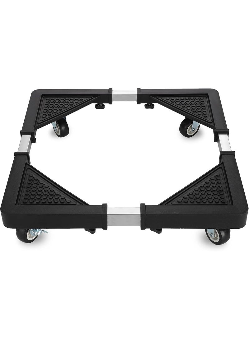 قاعدة غسالة وثلاجة متعددة الاستخدام قابلة للتعديل والتمدد بارتفاع 10 سم وعجلات متحركة قوية، قاعدة للأجهزة الثقيلة مثل الغسالة والثلاجة والمكيف والخزانة، قاعدة مضادة للرطوبة والصدأ، سهلة التركيب بدون أدوات وتتحمل وزن حتى 138 كجم، قاعدة معدنية متينة مزودة بعجلات فرامل لتثبيت وتحريك الأجهزة المنزلية بسهولة - Image 3