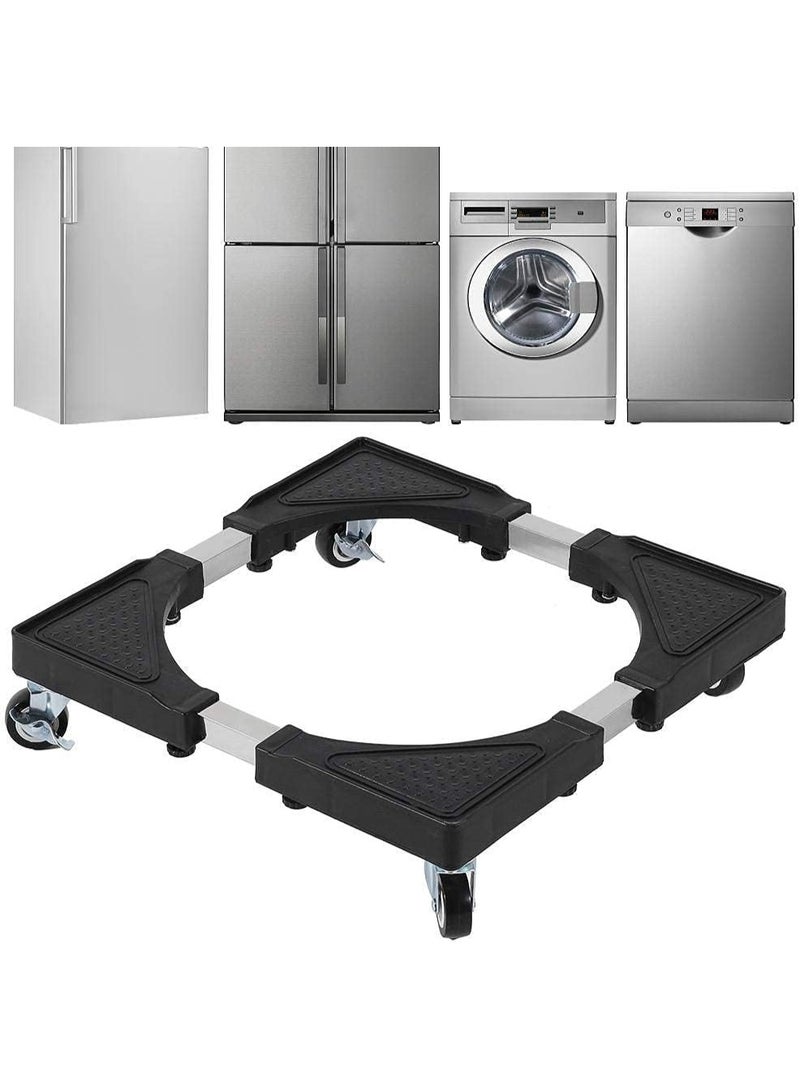 قاعدة غسالة وثلاجة متعددة الاستخدام قابلة للتعديل والتمدد بارتفاع 10 سم وعجلات متحركة قوية، قاعدة للأجهزة الثقيلة مثل الغسالة والثلاجة والمكيف والخزانة، قاعدة مضادة للرطوبة والصدأ، سهلة التركيب بدون أدوات وتتحمل وزن حتى 138 كجم، قاعدة معدنية متينة مزودة بعجلات فرامل لتثبيت وتحريك الأجهزة المنزلية بسهولة - Image 2