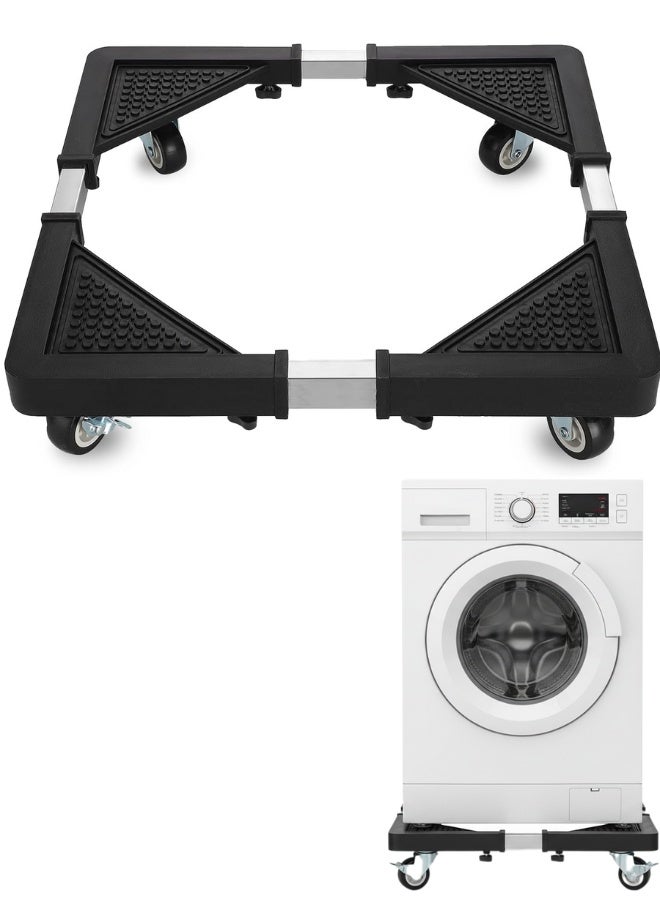 قاعدة غسالة وثلاجة متعددة الاستخدام قابلة للتعديل والتمدد بارتفاع 10 سم وعجلات متحركة قوية، قاعدة للأجهزة الثقيلة مثل الغسالة والثلاجة والمكيف والخزانة، قاعدة مضادة للرطوبة والصدأ، سهلة التركيب بدون أدوات وتتحمل وزن حتى 138 كجم، قاعدة معدنية متينة مزودة بعجلات فرامل لتثبيت وتحريك الأجهزة المنزلية بسهولة - Image 1